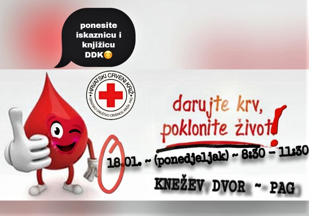  Akcija dobrovoljnog darivanja krvi, Knežev dvor u Pagu, 18.1.2021.