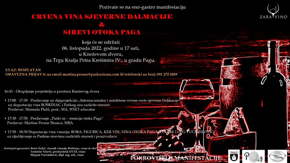  Manifestacija "Crvena vina Sjeverne Dalmacije&Sirevi otoka Paga", Pag, 6.10.2022.