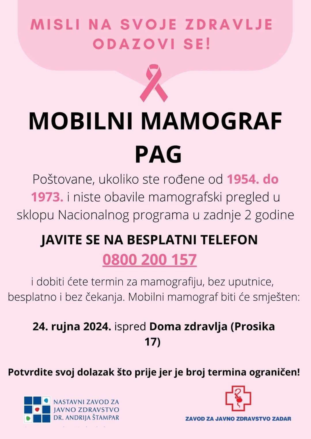 Mobilni mamograf u Pagu, 24.9.2024.