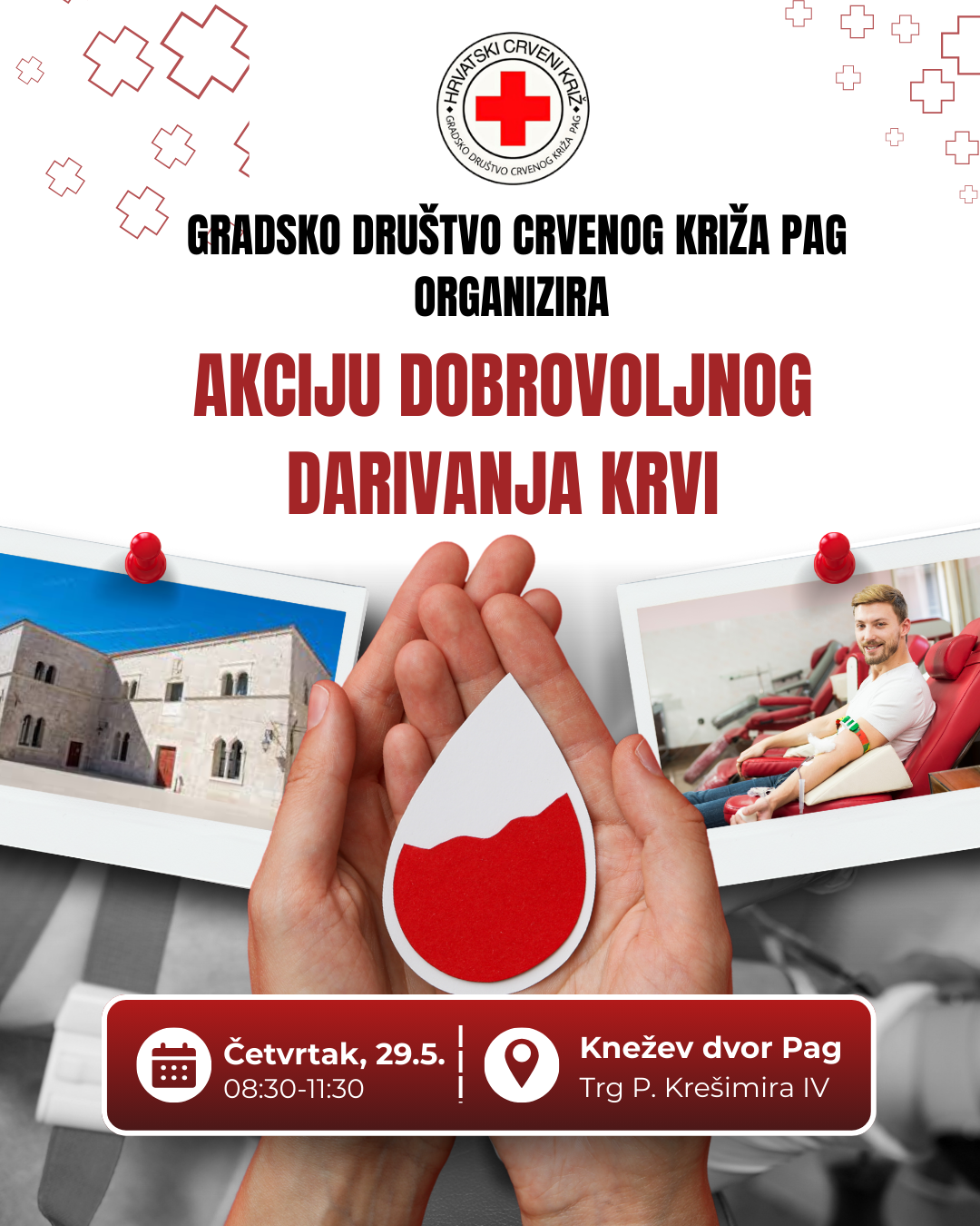 White and Red Modern Blood Donation Instagram Post 1