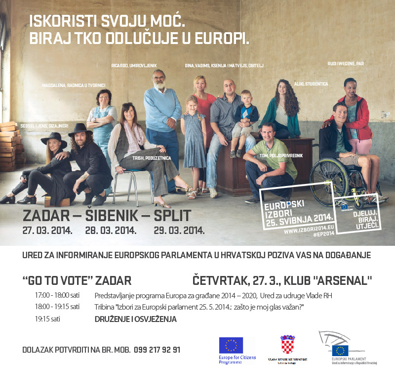 Pozivamo vas na događanje „Dalmacija i europski izbori u svibnju“, koje će se održati 27. ožujka u Zadru i 28. ožujka u Šibeniku.